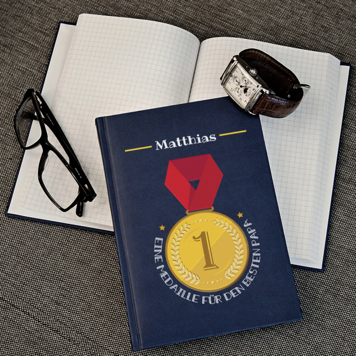 Medaille für Papa - Notizbuch A5 mit Aufdruck